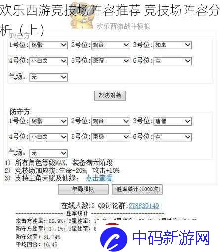 欢乐西游竞技场阵容推荐-竞技场阵容分析-上