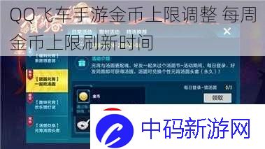 QQ飞车手游金币上限调整-每周金币上限刷新时间