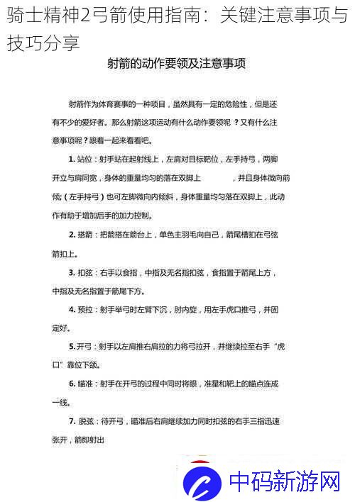 骑士精神2弓箭使用指南：关键注意事项与技巧分享